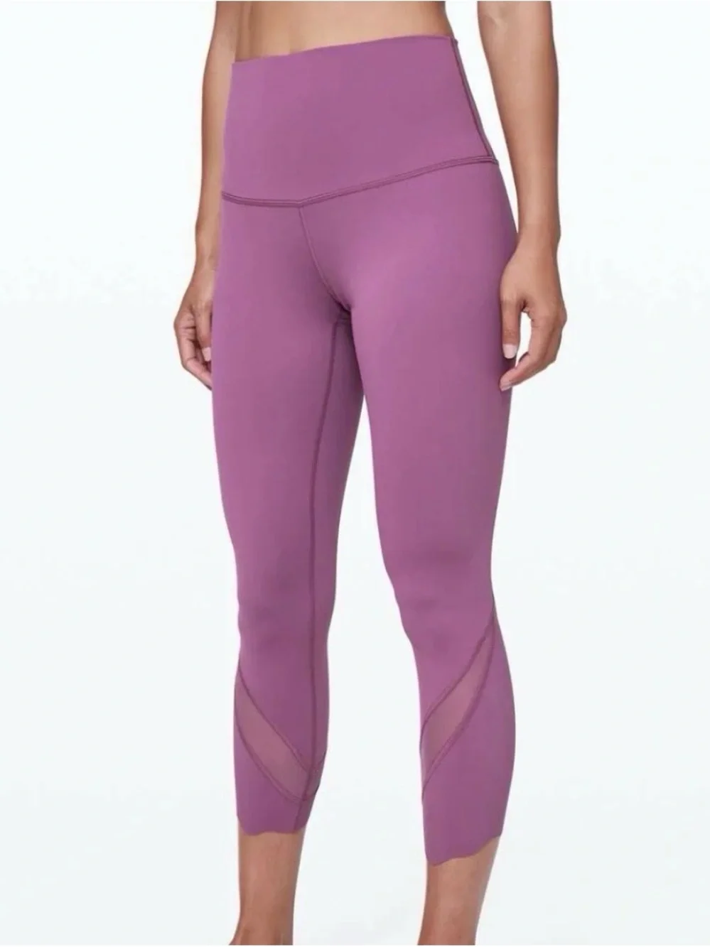Lululemon Wunder Under Crop II Hi-Rise Scallop 24” Leggings, Plum Size 6